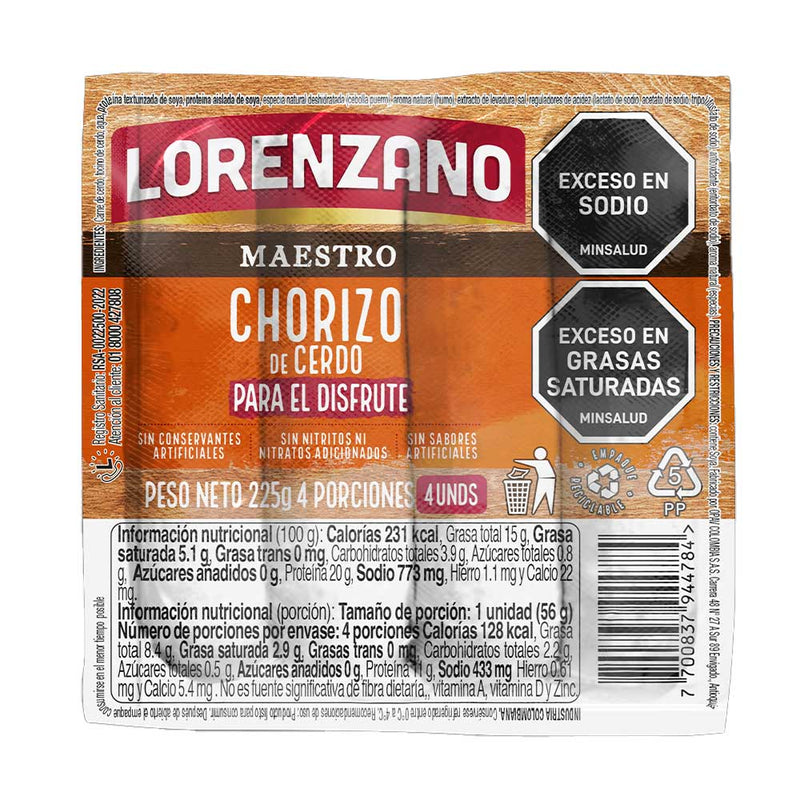 Chorizo de cerdo, mestro Lorenzano