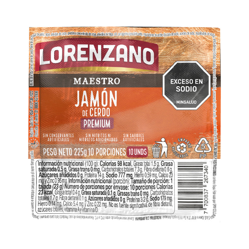 Jamón de cerdo Lorenzano 225g