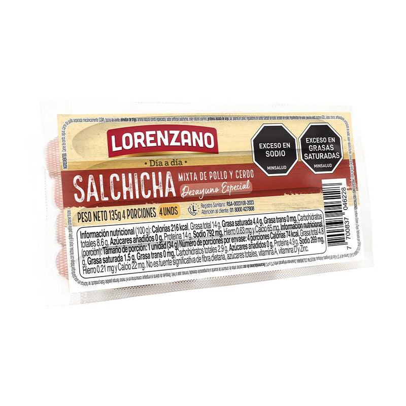 Salchicha mixta de pollo y cerdo, Lorenzano