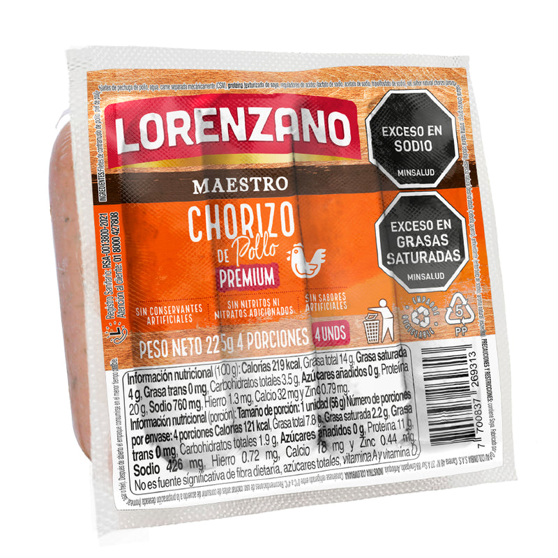 Chorizo de pollo Premium 225g