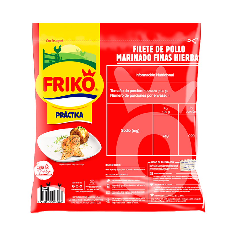 filetes de pollo marinado finas hierbas, línea práctica, Friko