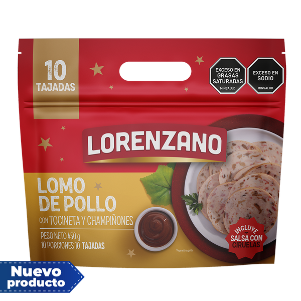 Lomo de Pollo con Tocineta y Champiñones x 450g