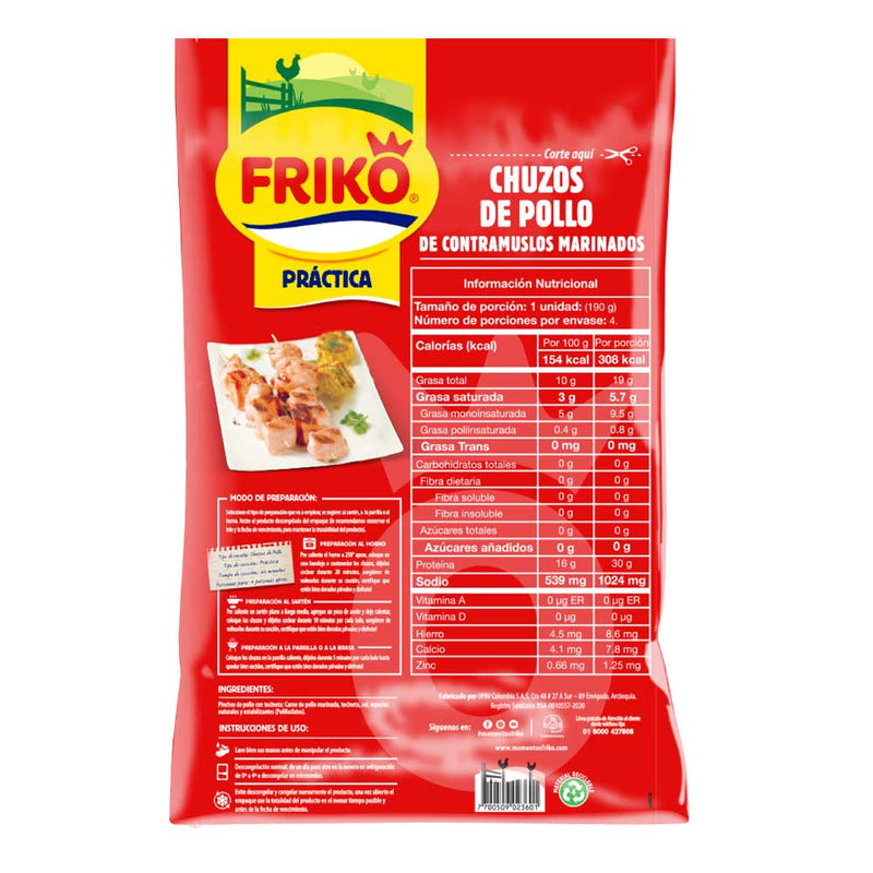 Chuzos de Pollo con Tocineta x 4 uds.
